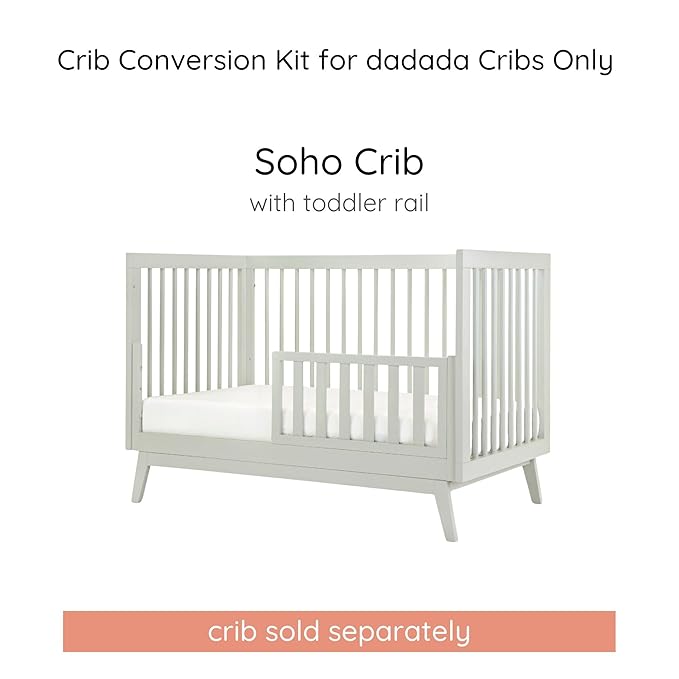 dadada Baby Toddler Bed Rail – Crib Conversion Kit for Brand Crib Models Only (Soho, Austin, Lala, Bliss & Spirit) – Solid Beechwood, Made in Italy, GREENGUARD Gold Certified (Sage)