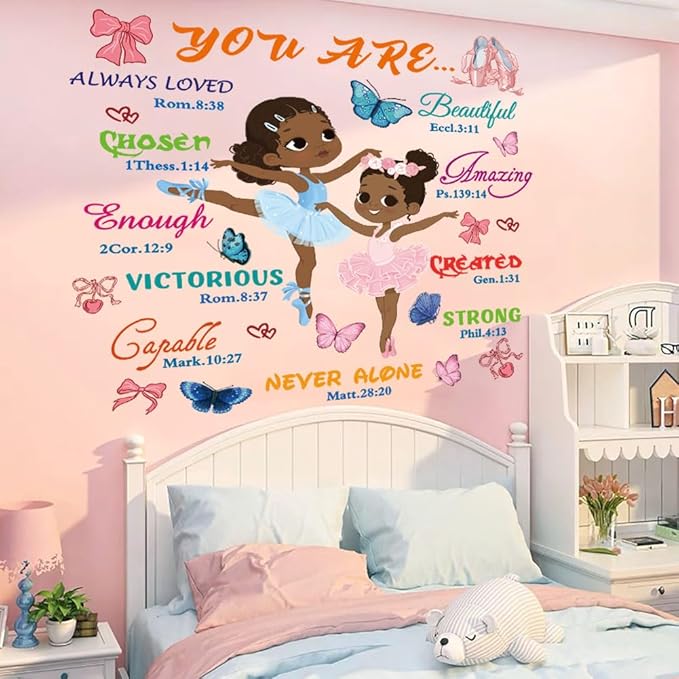 Colorful Inspirational Wall Decals You are Quote Wall Art Sticker Black Girl Wall Sticker Motivational Phrases Wall Stickers Peel and Stick for Girls Living Room Nursery Playroom Bedroom.