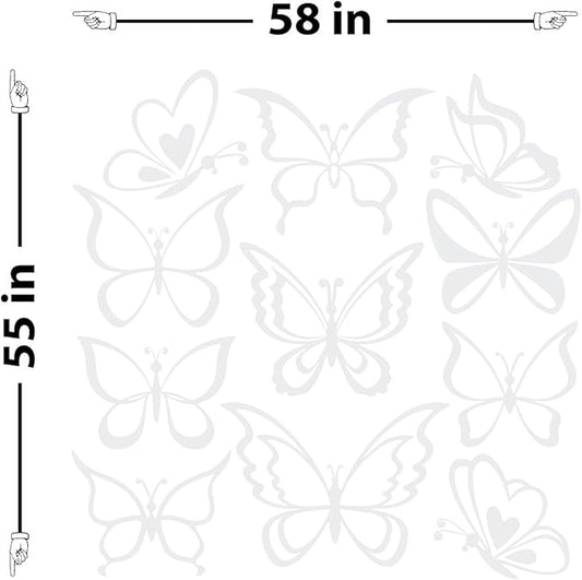 The Decal Guru Butterfly Wall Art Vinyl Stickers DIY Nursery or Girls Room Decor Peel and Stick Butterflies Decals (White, 55x58 inches)