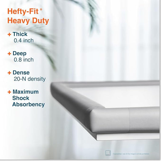 Roving Cove HeftyFit Corner Protector for Baby (8 Large Corners), Heavy-Duty Soft Rubber Foam Furniture Corner Bumper Guards, 3M Adhesive Pre-Taped, Stone Grey