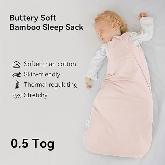 BubblePanda Rayon Made from Bamboo Sleep Sack 0-6 Months 0.5 Tog Soft Newborn Sleep Sack 3-6 Months for Infant Babies 2-Way Zipper Wearable Blanket Baby 0-3 Months