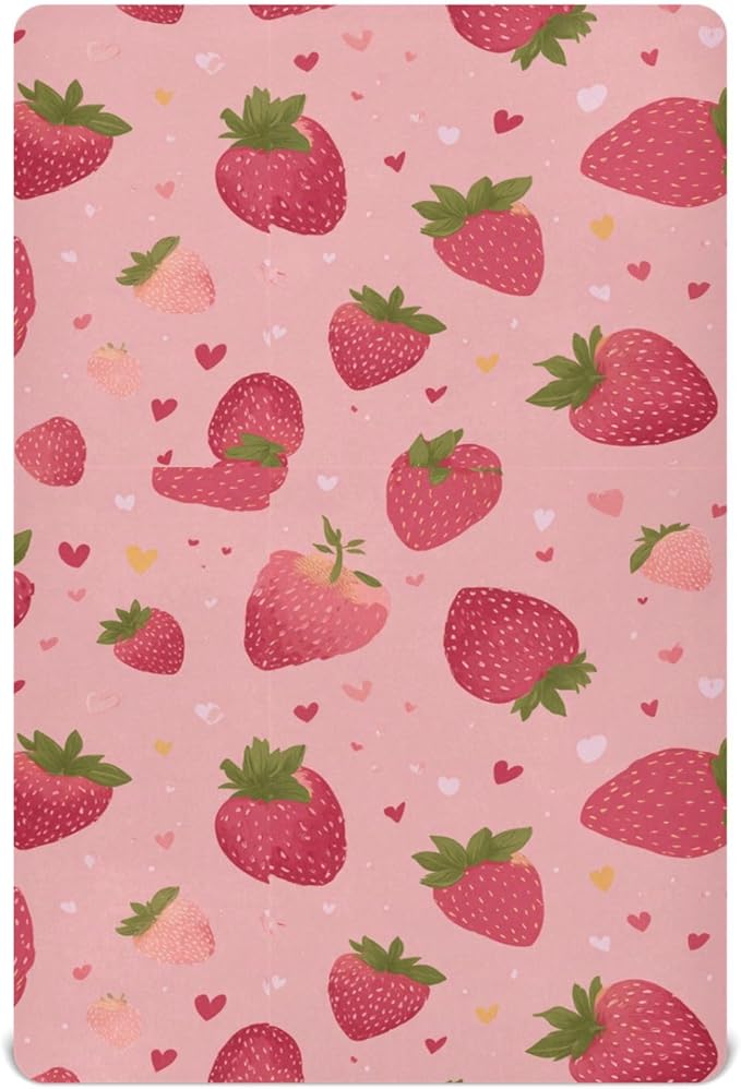 Exotic Fruit Red Strawberry Boys Girls Bassinet Sheets Baby Cribs Sheets Play Sheets Playard Sheet Toddler Stretchy Bed Sheet for Baby Kids Halloween S