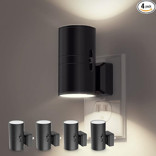 L LOHAS LED Night Light, Bright Wall Plug Night Light, 5000K Daylight White, Dimmable with Light Sensor, Decorative for Hallway, Bathroom, Kitchen, 4 Pack