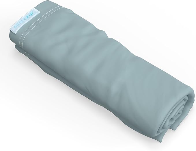 QuickZip Crib Extra Zip-On Sheet (SecureFit Wraparound Base Not Included) - Faster, Safer, Easier Baby Crib Sheets - Dusty Blue 100% Cotton - Fits All Standard Crib Mattresses