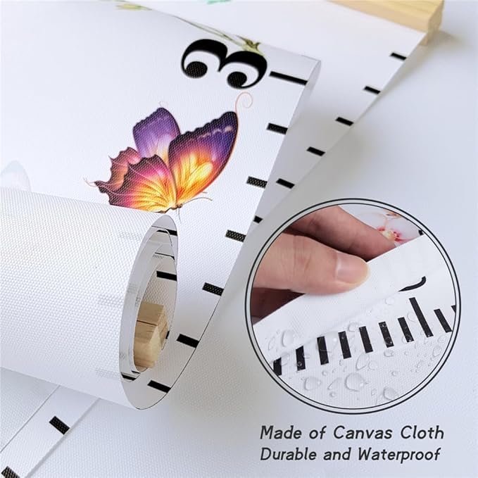 Halloween Baby Height Growth Chart - Canvas Height Chart for Kids Baby Child Toddler Boys Girls Growth Chart for Wall Room Nursery Decor Hangable and Removable Measuring Wall Ruler (B, Beige Wood)