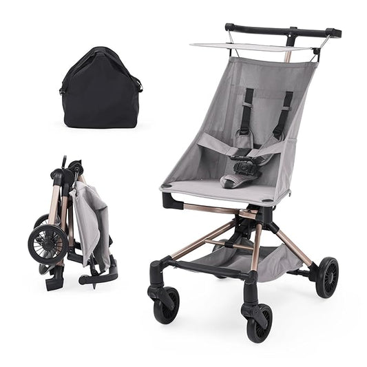 Convenience Travel Stroller,Lightweight Compact Stroller Airplane-Friendly One-Handed Folding,Design Perfect for Toddlers,Large Storage Basket & Breathable Canopy,Gray