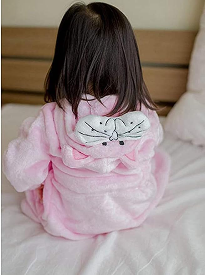 Kids Little Boys Girls Coral Fleece Bathrobe Unisex Kids Robe Pajamas Sleepwear