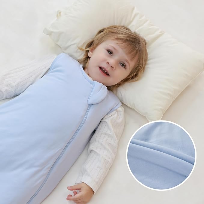 Mosebears Unisex Rayon Made from Bamboo Sleep Sack with 2-Way Zipper,2.5 Tog Baby Winter Sleep Sack(Fog Blue,18-36 Months)