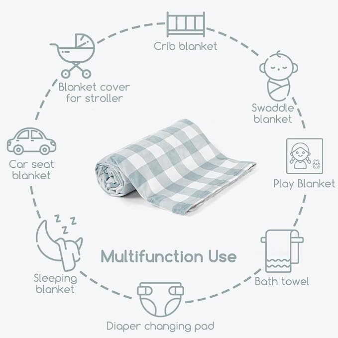 Baby Blankets for Girls, Toddler Newborn Blanket Double Layer with Dotted Backing Crib Receiving Blanket for Toddler Nursery Bed Blanket, Grey Checkered, 30x40 Inches