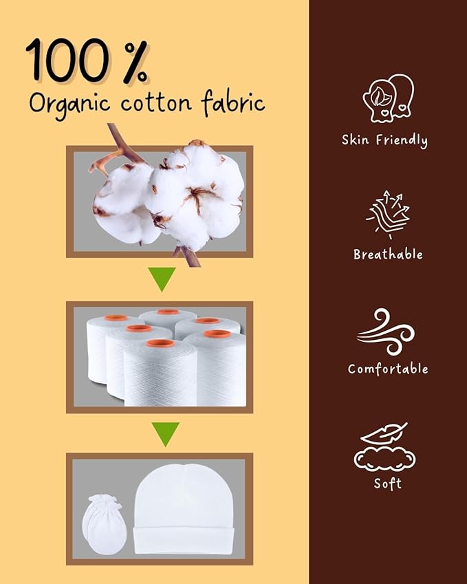 RATIVE Baby Mittens No Scratch Organic Cotton for Newborn 0-6 Months | Baby Essentials Must-Haves for Boys & Girls