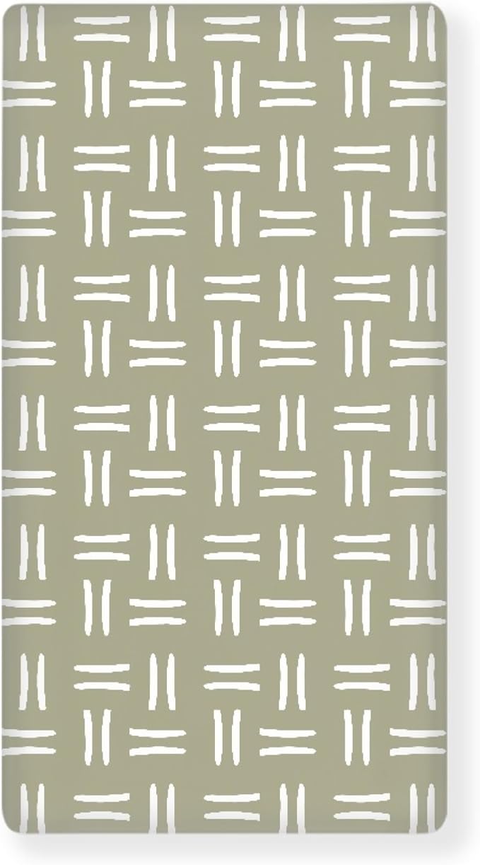 Sage Green Geometric Fitted Crib Sheet for Boys Girls Tribal Southwest White Line Stripe Baby Sheet for Standard Crib and Toddler Nursery Bed Mattress Sheets 28"x52"