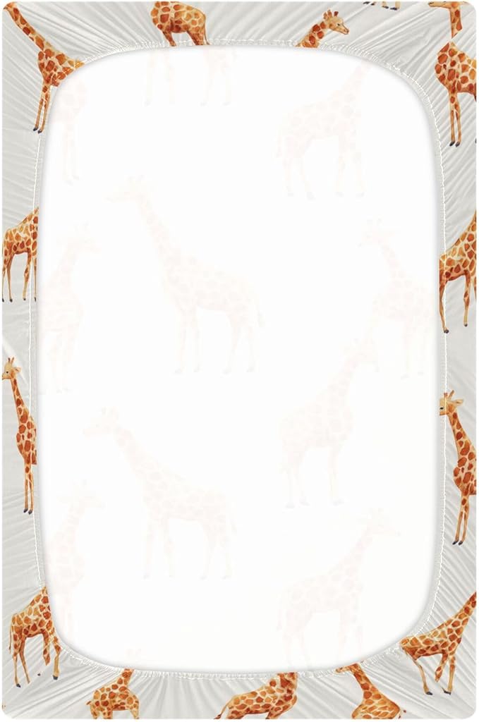 Africa Giraffe Animal Crib Sheets Soft Breathable Fitted Baby Crib Sheets Mattress Cover for Girls Boys, 52" x 28" x 9"