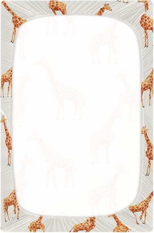 Africa Giraffe Animal Crib Sheets Soft Breathable Fitted Baby Crib Sheets Mattress Cover for Girls Boys, 52" x 28" x 9"