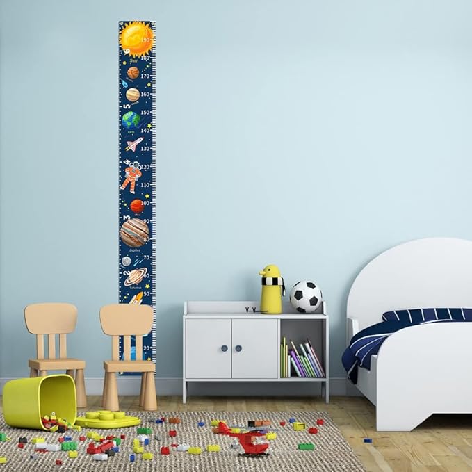 Nustila Outer Space Growth Chart for Kids Planets Baby Height Chart Canvas Height Measuring Rulers for Boys Girls Removable Growth Height Chart for Nursery Toddlers Child's Room Decor 79" x 7.9"