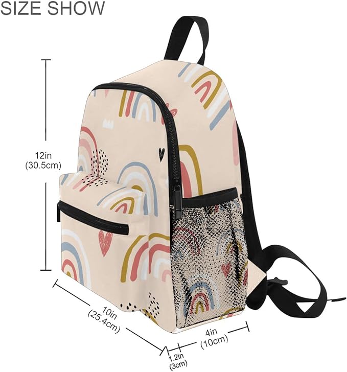 ALAZA Cute Toddler Backpack Boho Style Rainbow Heart Backpack for Boys Girls Kindergarten Backpack Toddlers Daycare Bag Preschool Backpack