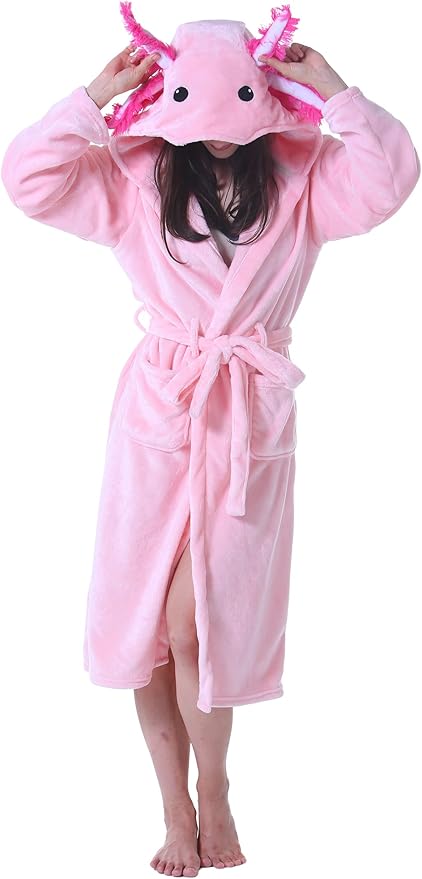 CuteOn Bathrobe for Women Soft Fleece Hooded Plush Loungewear