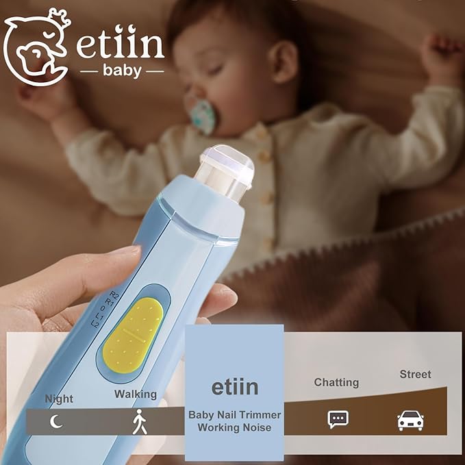 Baby Electric Nail File | Safe + Easy Baby Nail Trimmer, Baby Nail Clipper + Nail Filer Cutter for Newborn, Infant, Toddler, or Adults’ Fingernail/Toenails, 7 Buffer Pad, LED Light, Storage Case