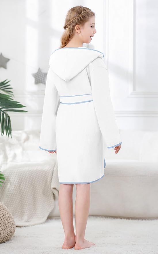 Umeyda Boys Girls Bathrobe Soft Towel Hooded Robe Kids Terry Cloth Cotton Robes, 3-12 Years