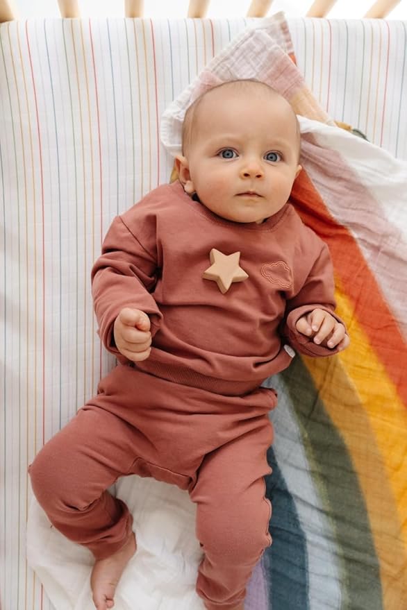 Clementine Kids Crib Sheets (Rainbow Stripe)