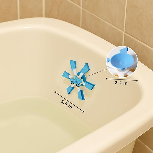 Bathtub Suction Spinner Toys - Silicone Bath & High Chair Truck Shape Sensory Toy for Babies & Toddlers, Novelty Spinners with Suction Cup, Car Window Travel Toys（Blue）