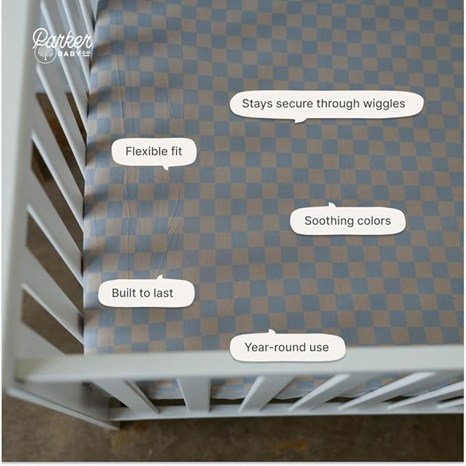 Parker Baby Soft & Durable Fitted Baby Crib Sheets | Snug Fit for Standard Crib Mattresses | Machine Washable, Fade-Resistant & Modern Nursery Designs