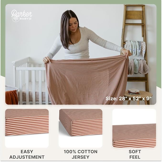 Parker Baby Soft & Durable Fitted Baby Crib Sheets | Snug Fit for Standard Crib Mattresses | Machine Washable, Fade-Resistant & Modern Nursery Designs