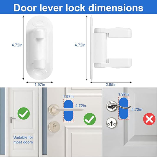 Door Handle Baby Proof, 2 Packs Prevents Kids From Opening Doors. Baby Door Lock, 3M Adhesive, Easy to Install, No Tools or Tape Required. Doors Lever Lock, Great for Dogs and Cats