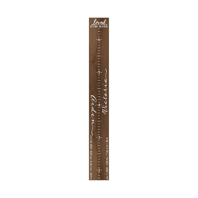 Wooden Kids Growth Height Chart Ruler for Boys and Girls Painted or Engraved (Two Names)