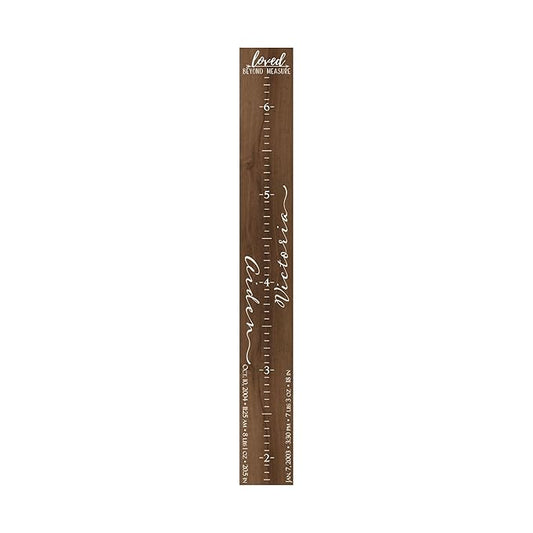 Wooden Kids Growth Height Chart Ruler for Boys and Girls Painted or Engraved (Two Names)
