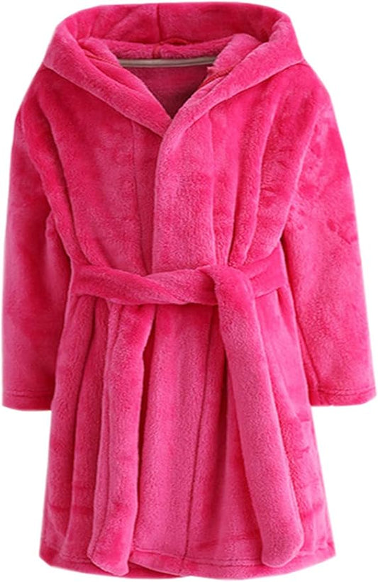 Girls Fleece Hooded Robes, Kids Soft Premium Fuzzy Bathrobe for Gifts, 2-12 Years