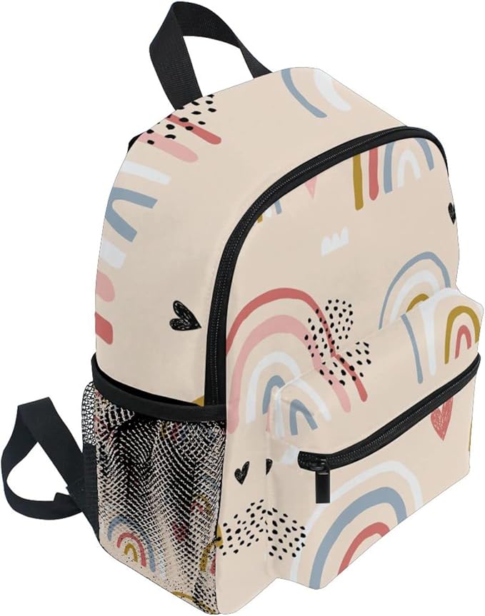 ALAZA Cute Toddler Backpack Boho Style Rainbow Heart Backpack for Boys Girls Kindergarten Backpack Toddlers Daycare Bag Preschool Backpack