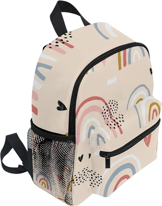 ALAZA Cute Toddler Backpack Boho Style Rainbow Heart Backpack for Boys Girls Kindergarten Backpack Toddlers Daycare Bag Preschool Backpack
