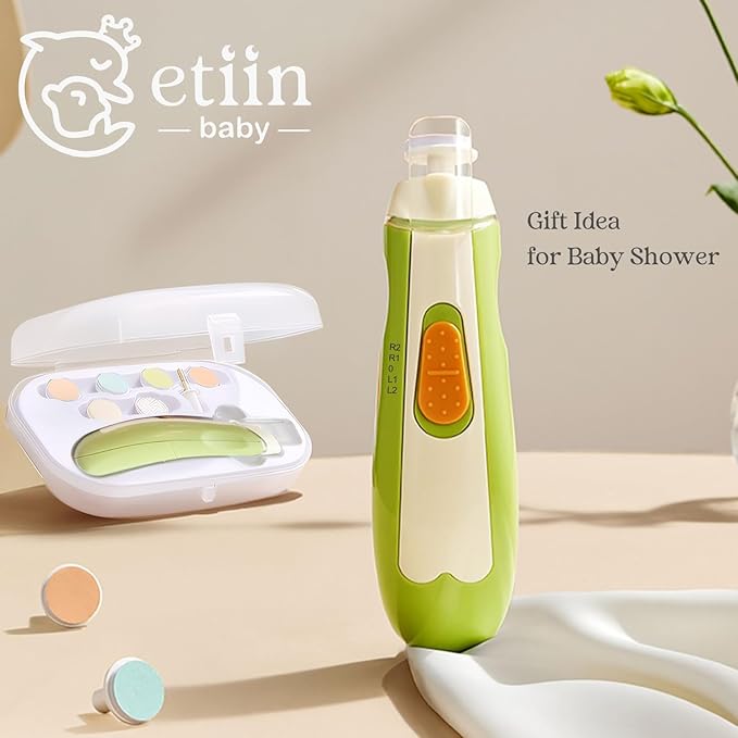 Baby Electric Nail Trimmer | Safe + Easy Baby Nail File, Baby Nail Clipper + Nail Filer Buffer for Newborn, Toddler, or Children's Fingernails/Toenails, 7 Grinding Heads, LED Light, Storage Case
