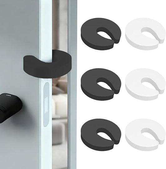 Door Pinch Guard, 6 Pack Door Slam Stopper Door Finger Pinch Guard Soft Thick Foam Door Stopper, Prevent Finger Pinch Injuries, Slamming Doors, Keep Pets from Getting Locked in (White&Black)