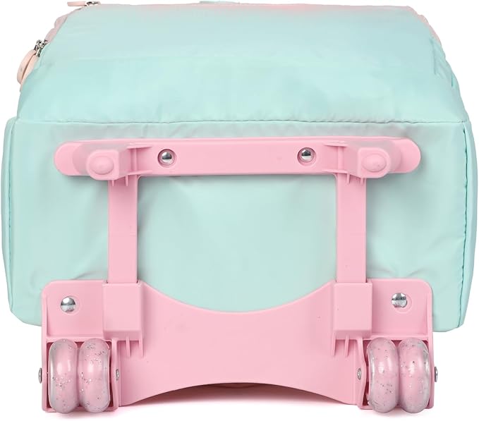 kingdisen Wheels Kids Backpacks for Large Girls Rolling School Backpack with lunch box(DROPS BLUE)