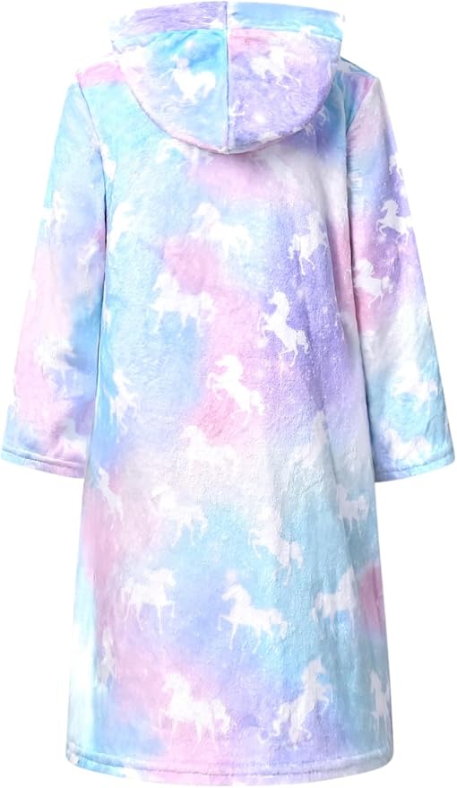 QPANCY Girls Robe Kids Bathrobes Soft Plush Fleece Pajamas Sleepwear
