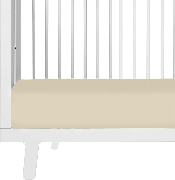Makemake Organics GOTS Certified Organic Cotton Fitted Crib Sheet Soft Breathable (28"x52", Oat)