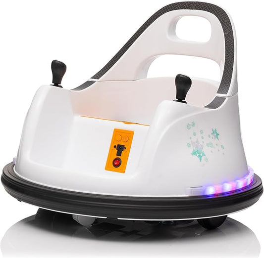 12V Kids Ride on Bumper Car Kids Ride On Electric Bumper Car for Toddlers with Remote Control, 360 Degree Spin for Baby Boy and Girls Riding Bumping Toy Gifts Cars for Toddler, White