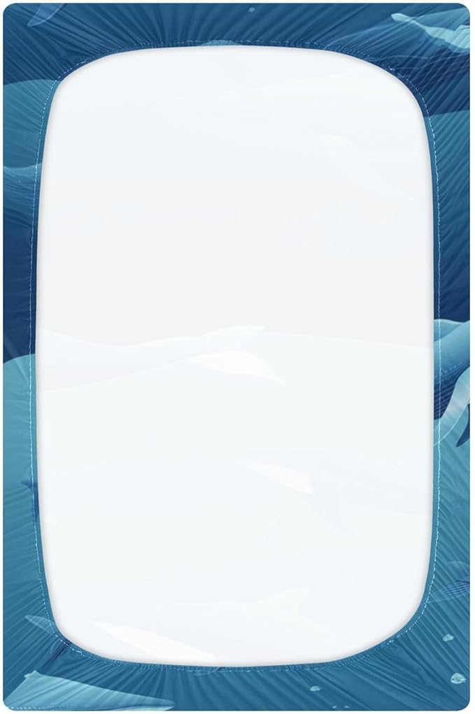 Blue Whales 01 Crib Sheets Standard Crib Toddler Mattresses Cover Fitted Baby Bed Sheet Breathable Crib Mattress Sheet for Girls Boys 52" x 28"x5''