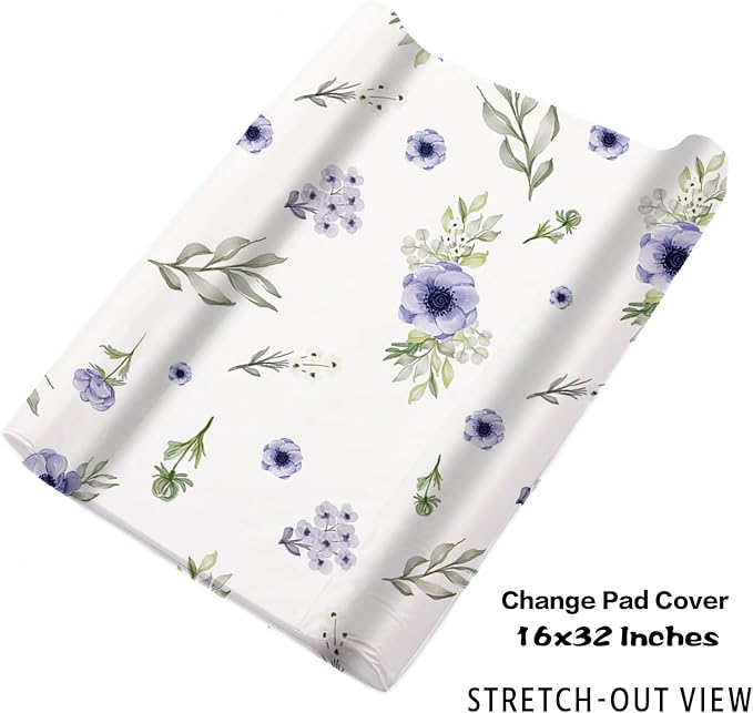 Personalized Baby Crib Bedding Set: 4 Piece Purple Flower Custom Gift Crib Bed Set with Name - Elephant Design, Nursery Bedding Set for Baby Girls,Newborn Girls Crib Sets, Crib Bedding Shower Gifts