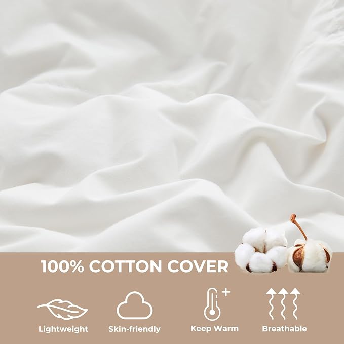 Toddler/Travel/Crib Goose Down Comforter Duvet/Blanket Multifunctional,100% Organic Cotton & Washable Unisex Kids,All Season,White 47x60