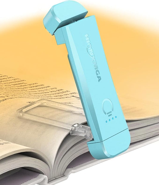 HIONXMGA Book Reading Light, Silent Touch Clip-on Book Lamp with 3 Amber Colors & 7 LEDs Precise Dimming for Eye Caring Night Reading, Kids