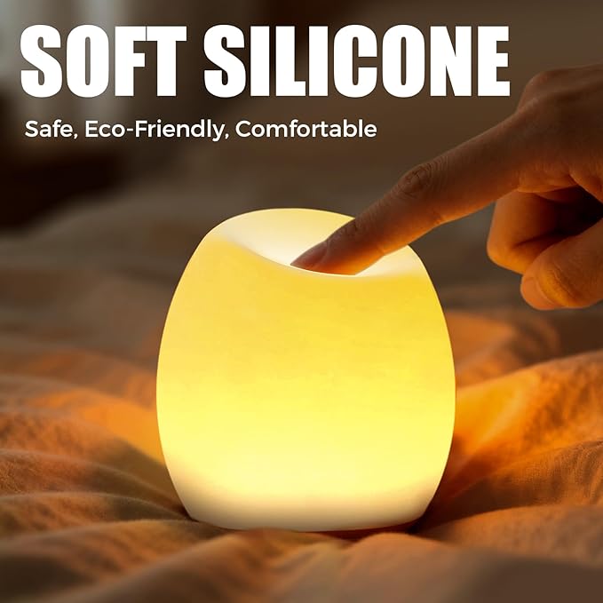Harmobub Baby Night Light, Silicone Egg Light for Kids, Portable Touch Night Lamp with 11 Colors Changing, Nursery Night Light for Breastfeeding, BPA Free, Eye Caring, Soft