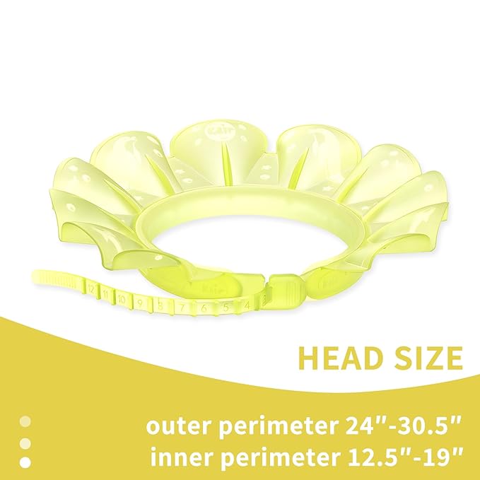 kair Baby Kids Shower Cap Soft Adjustable Silicone Toddler Bath Visor Children Hair Washing Hat Keep Kids Shield Water Out of Eyes & Ears (Yellow, Head Size 12.5"-19" Less Than 24 Months)
