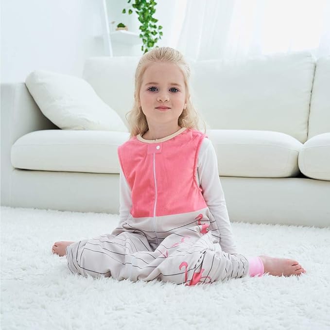 MICHLEY Toddler Sleeping Sack with Feet Newborn Infant Sleeveless Sleeping Bag 2-way Zipper Baby Wearable Blanket for Walkers,Pink Bird,5-6T