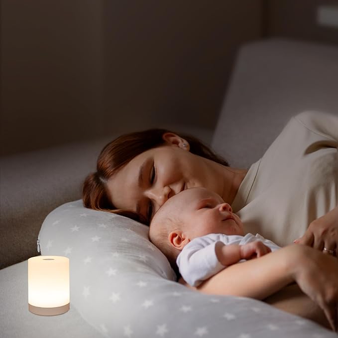 DAZZY DOT Touch Night Light for Baby Nursery, Small Cordless Lamp, Dimmable Portable Rechargeable Battery Operated Night Light, Wireless Bedside Mini Lamp for Bedroom, Bathroom