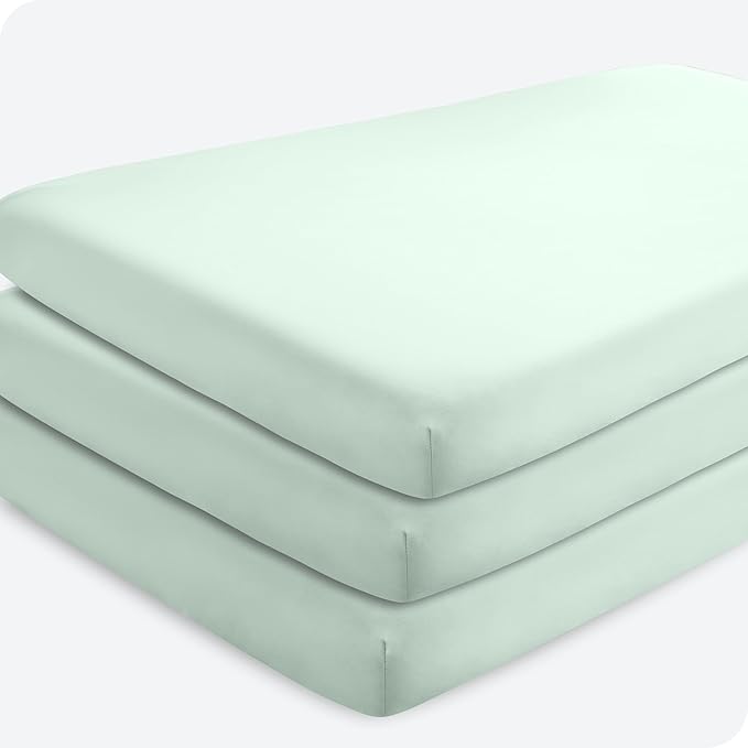 Bare Home 3-Pack Fitted Crib Sheet - Premium 1800 Ultra-Soft Microfiber - Breathable - Baby Sheet - for Boys & Girls - Fits Standard Crib and Toddler Mattresses (Spring Mint)