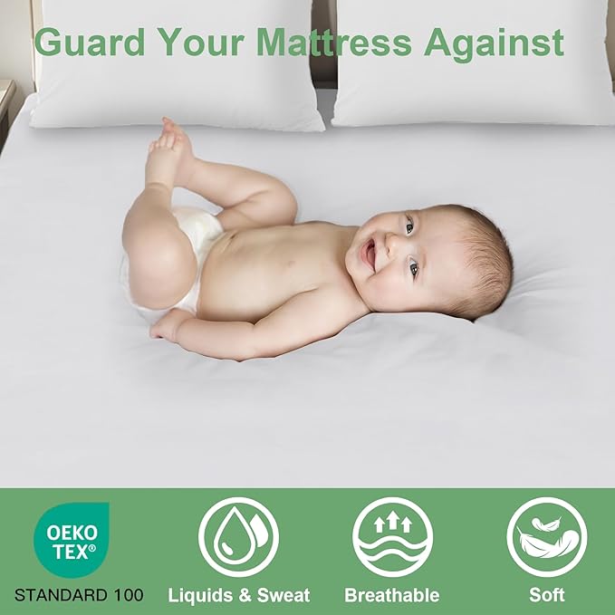 Sufdari Waterproof Mattress Protector Twin Size, Noiseless Mattress Cover with 18" Deep Pocket, Bed Bug Proof and Waterproof Fitted Sheets, Machine Washable Mattress Protectors White