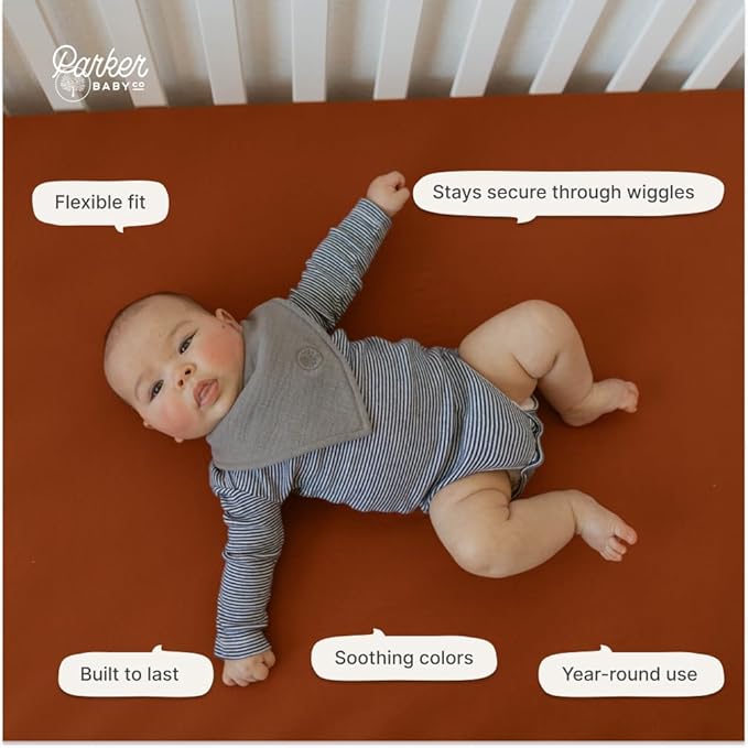 Parker Baby Soft & Durable Fitted Baby Crib Sheets | Snug Fit for Standard Crib Mattresses | Machine Washable, Fade-Resistant & Modern Nursery Designs