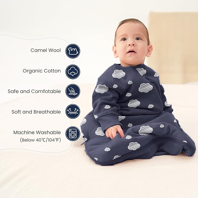 Unisex Sleeping Bag for Babies and Toddlers 1.0 Tog Sleep Sack 6-18 Months, Newborn Sleep Sack, Wearable Blanket Baby, One Piece Long Sleeves, Gifts for Baby